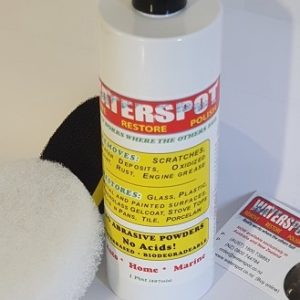 ** D I Y ** Water Spot 250ml KIT - inc: (One) 4.5inch Velcro Drill Disc & (One) 4.5 inch WHITE Restore Scrub Pad