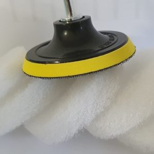 4.5" Velcro Drill Disc and  6 (SIX) 4.5inch WHITE DIY Power Restore Pads